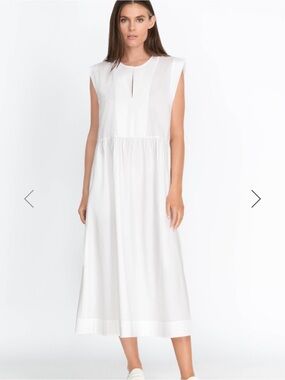 Johnny Was White Cotton Sleeveless Midi Dress